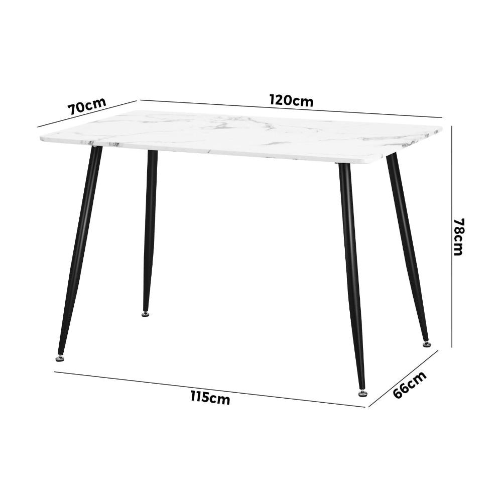 5 or 7 Piece Miami Eamos 120cm Marble Table Dining Set | Retro Metal Wood Dining Table Set