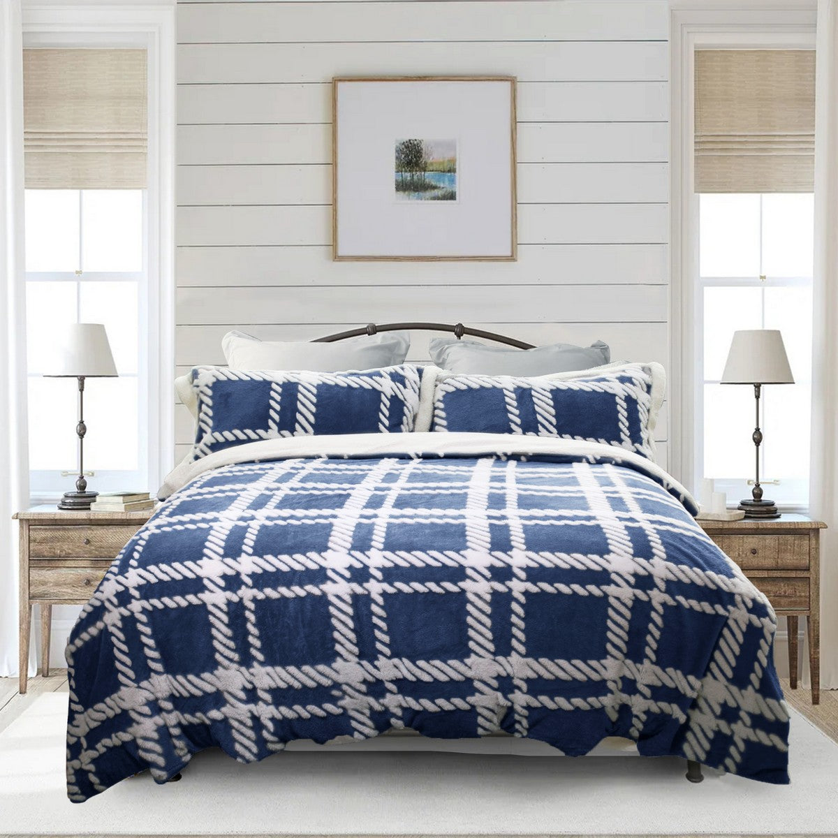 Ramesses 2 in 1 Teddy Fleece Sherpa Blanket Quilt Cover Set | Plush Warm Fleece Comforter Reversible Set