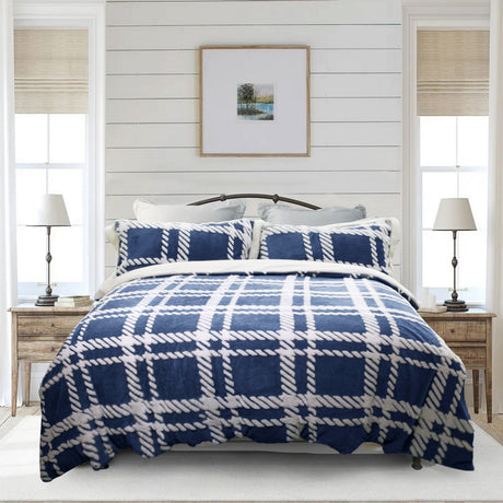 Ramesses 2 in 1 Teddy Fleece Sherpa Blanket Quilt Cover Set | Plush Warm Fleece Comforter Reversible Set