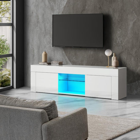 Sansi LED 16 Light TV Cabinet 130cm Entertainment Unit | Hi Gloss TV Unit Stand