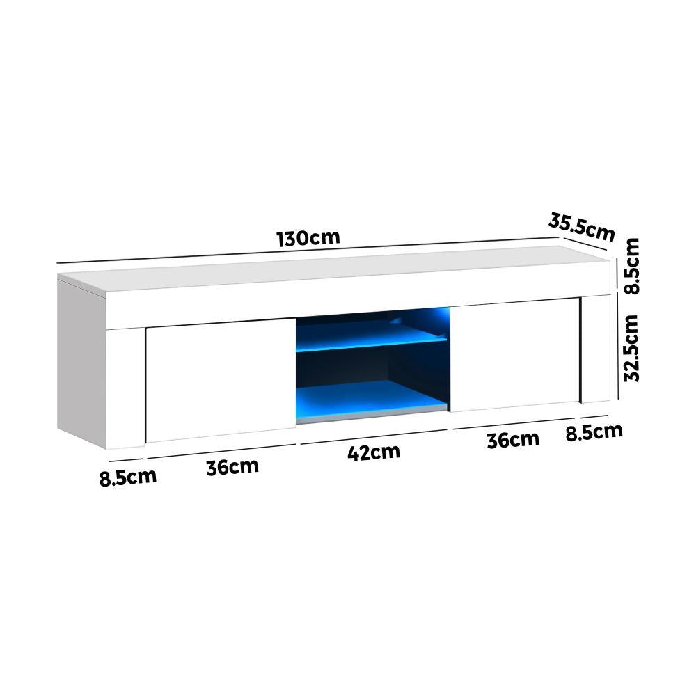 Sansi LED 16 Light TV Cabinet 130cm Entertainment Unit | Hi Gloss TV Unit Stand