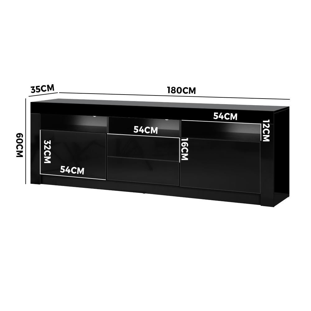 Neo Luxe LED 16 Light TV Cabinet 180cm Entertainment Unit | Hi Gloss TV Unit Stand