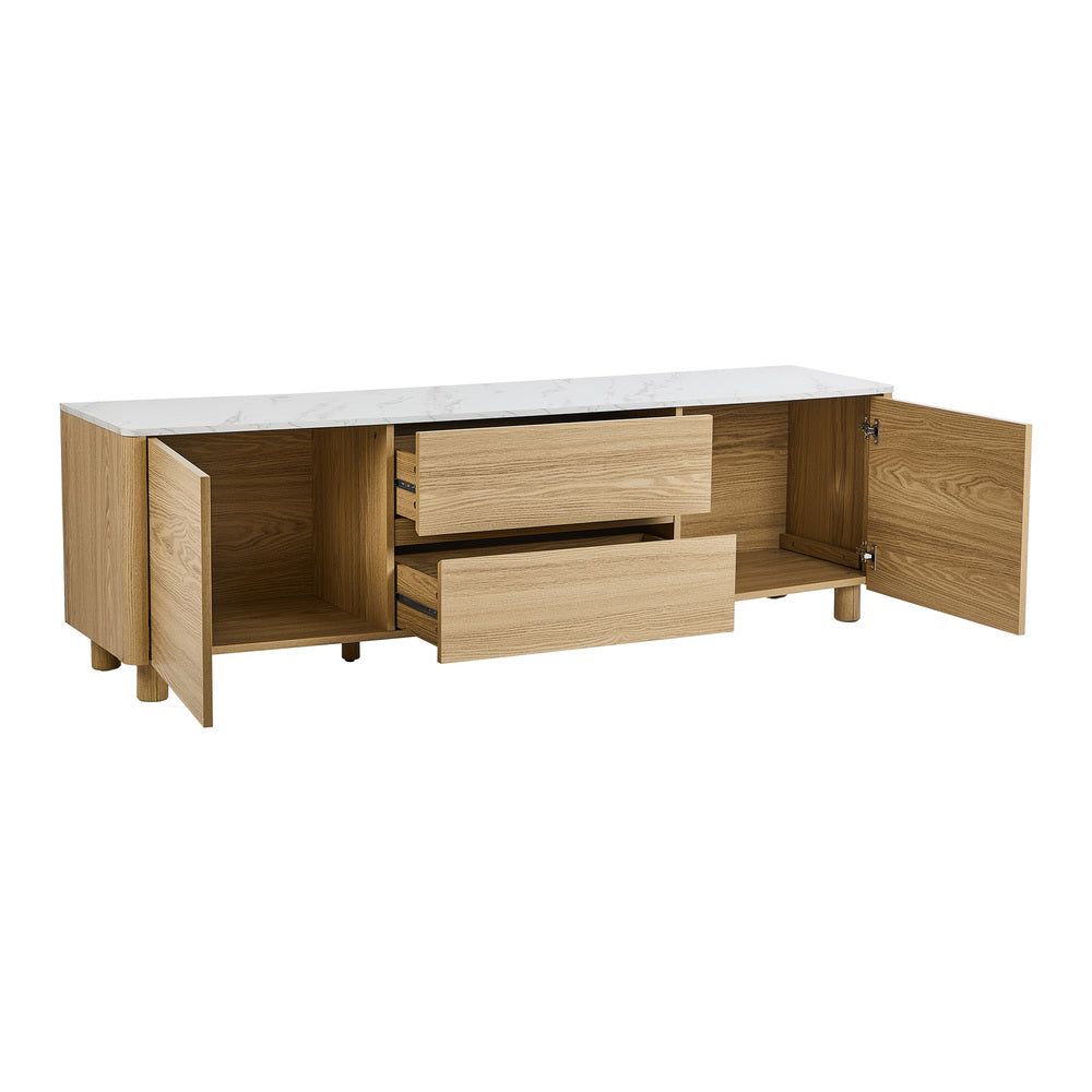 Ferrara 160cm TV Entertainment Unit | Two Tone Marble Style Top TV Cabinet with Storage