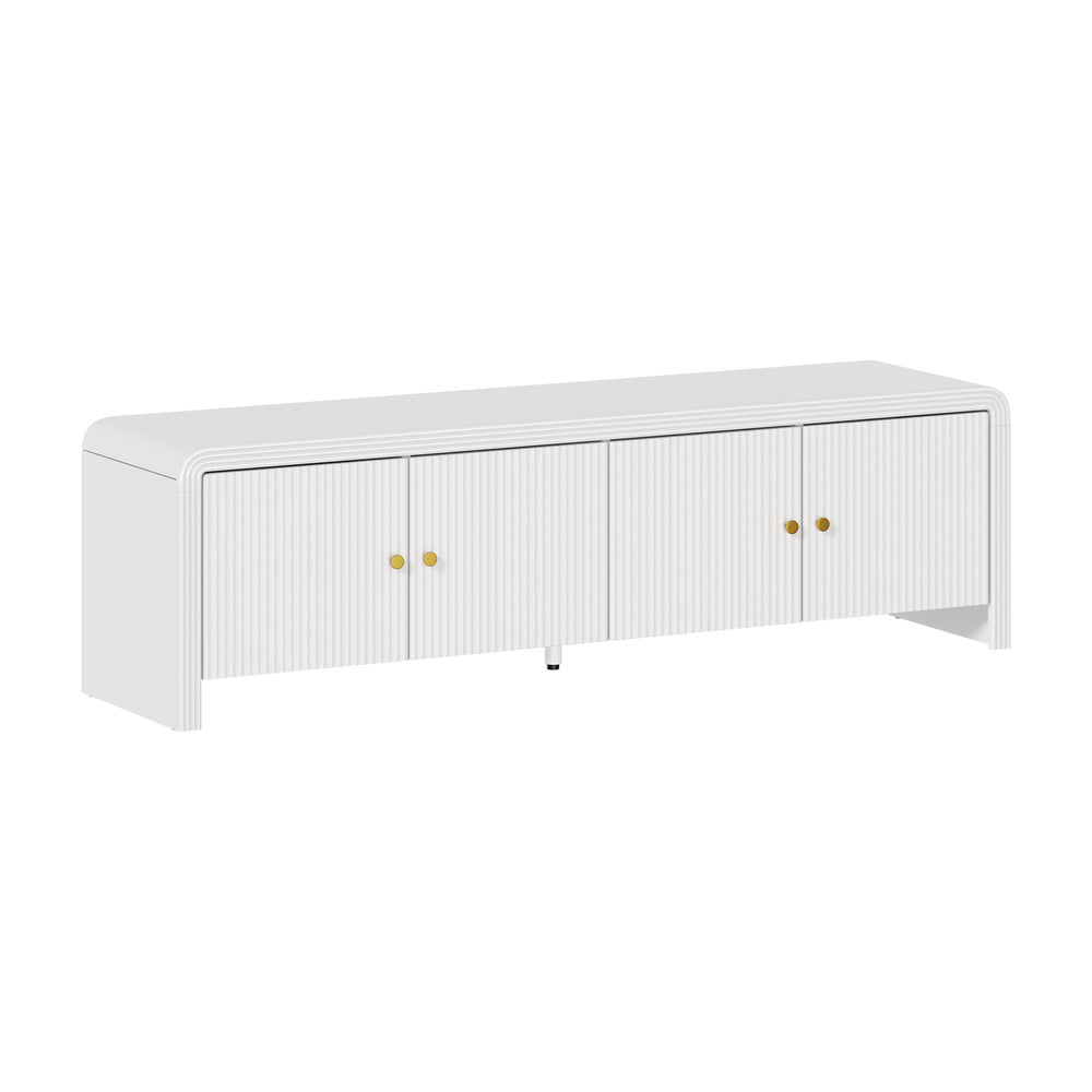 Santorini White Fluted 160cm TV Unit | Modern Ripple 4 Draw Entertainment Unit