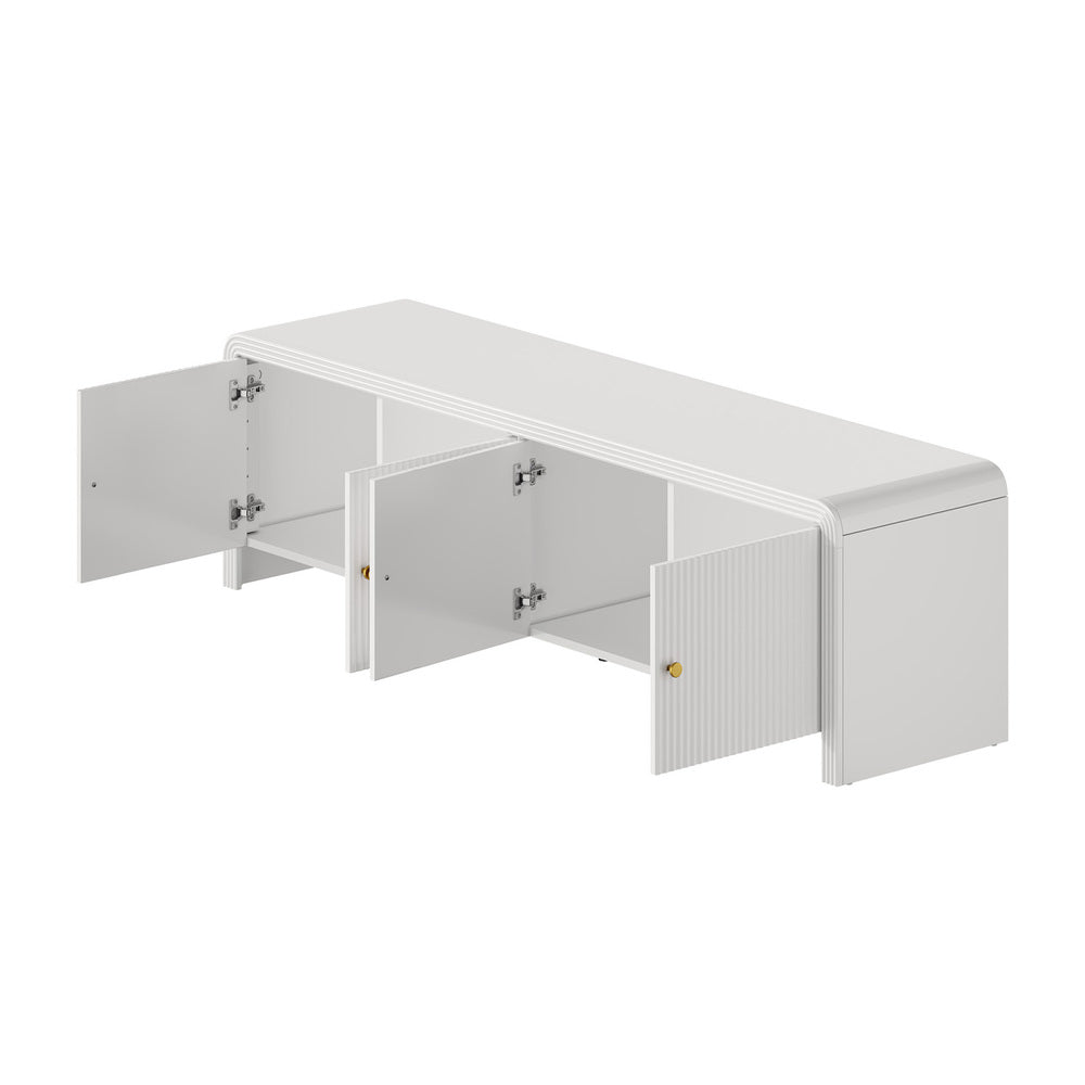 Santorini White Fluted 160cm TV Unit | Modern Ripple 4 Draw Entertainment Unit