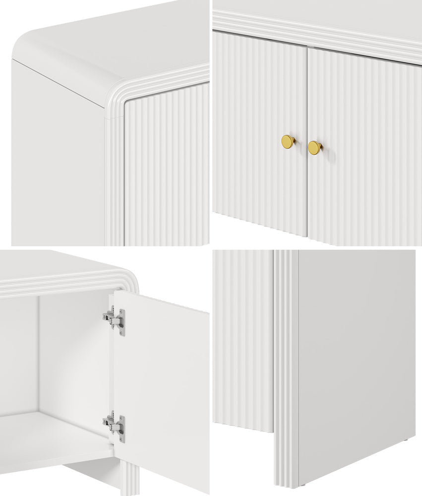 Santorini White Fluted 160cm TV Unit | Modern Ripple 4 Draw Entertainment Unit