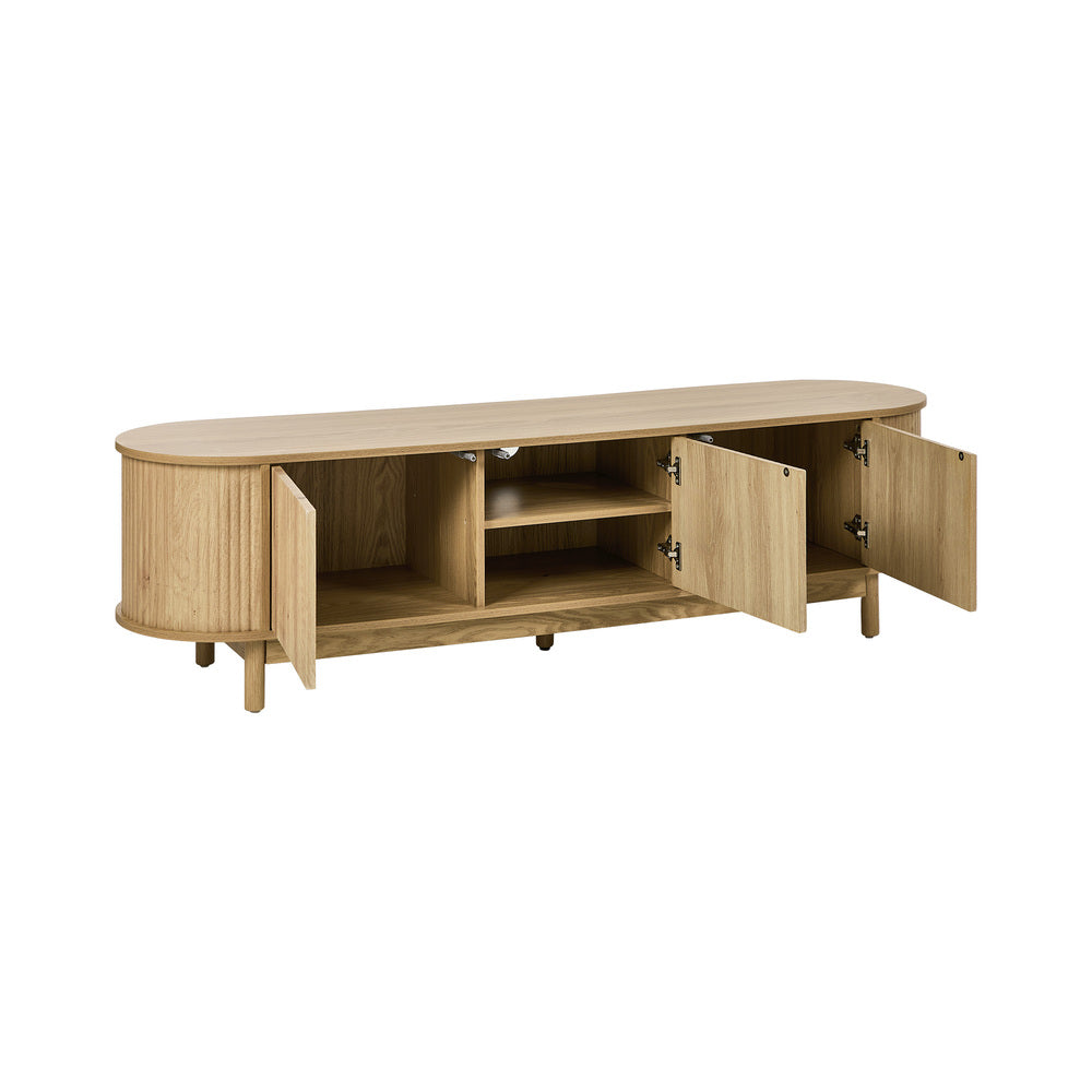 Elva Scandi Fluted Entertainment Unit | Ripple Curved 160cm TV Unit With Storage