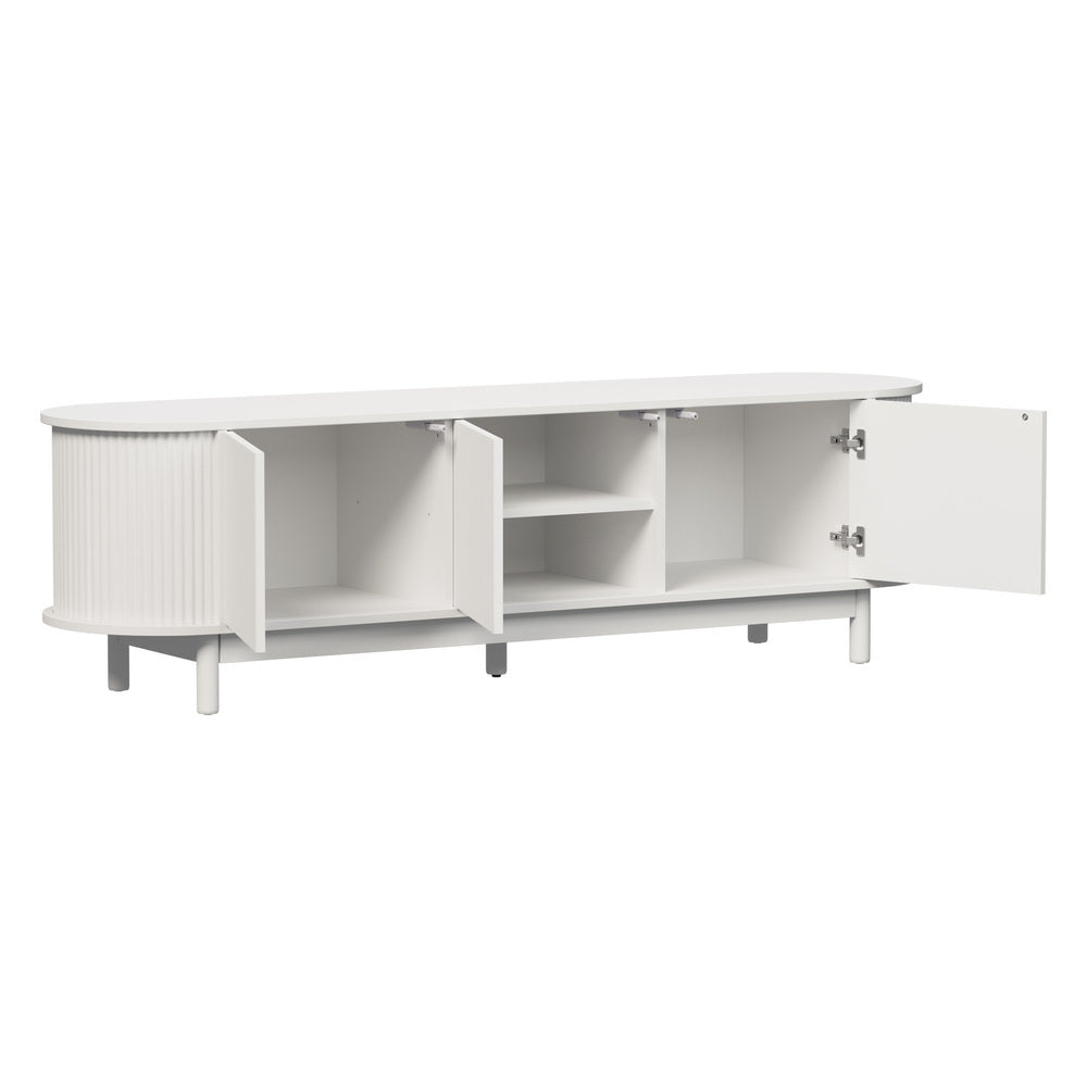 Elva Scandi Fluted Entertainment Unit | Ripple Curved 160cm TV Unit With Storage
