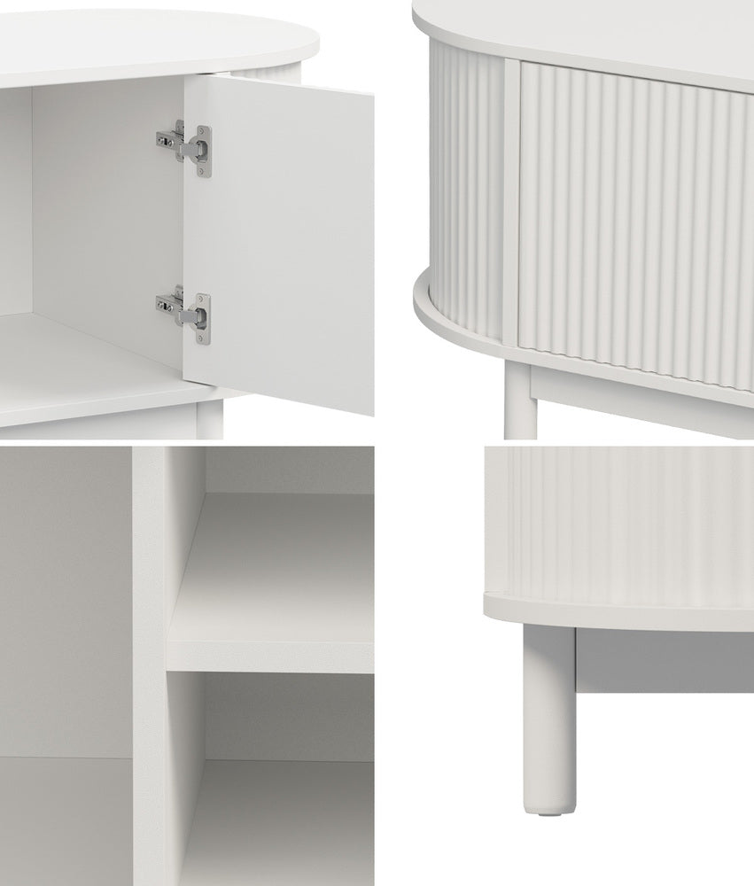 Elva Scandi Fluted Entertainment Unit | Ripple Curved 160cm TV Unit With Storage