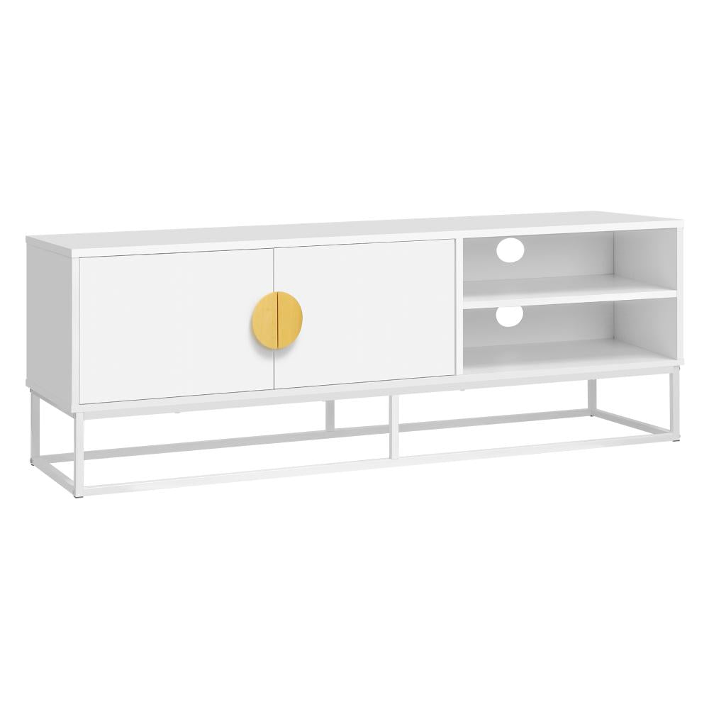 Centrum Siux 140cm 2 Door TV Entertainment Unit in White | Blanco Modern Two Shelf TV Stand