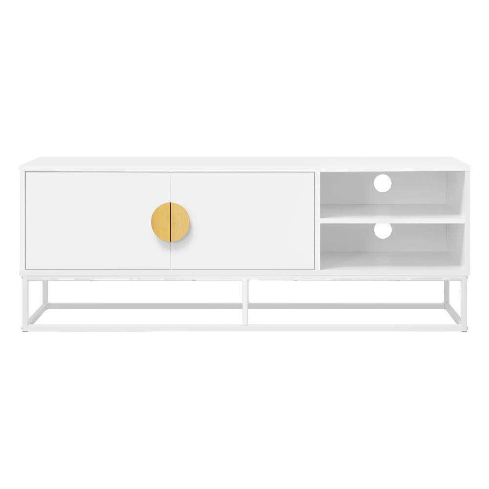 Centrum Siux 140cm 2 Door TV Entertainment Unit in White | Blanco Modern Two Shelf TV Stand