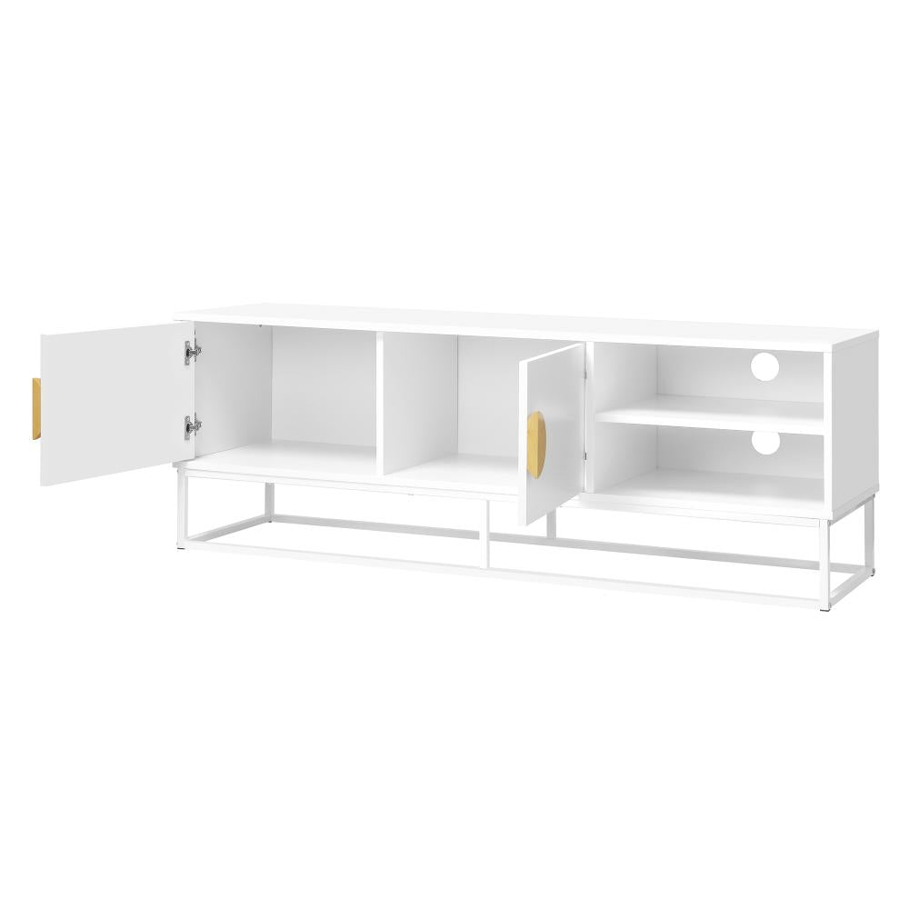 Centrum Siux 140cm 2 Door TV Entertainment Unit in White | Blanco Modern Two Shelf TV Stand