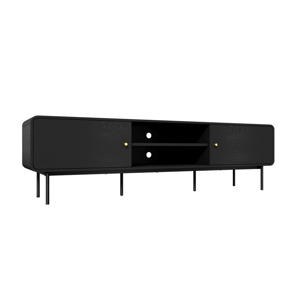 Amolfo Linear 180cm Woodgrain TV Unit | Two Door Modern Retro Look Entertainment Unit