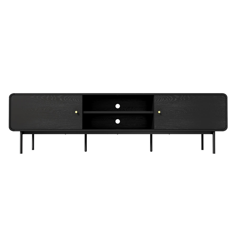 Amolfo Linear 180cm Woodgrain TV Unit | Two Door Modern Retro Look Entertainment Unit