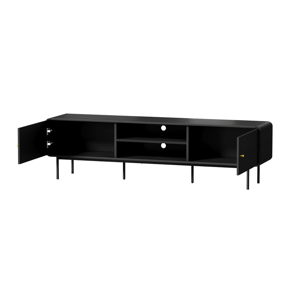 Amolfo Linear 180cm Woodgrain TV Unit | Two Door Modern Retro Look Entertainment Unit