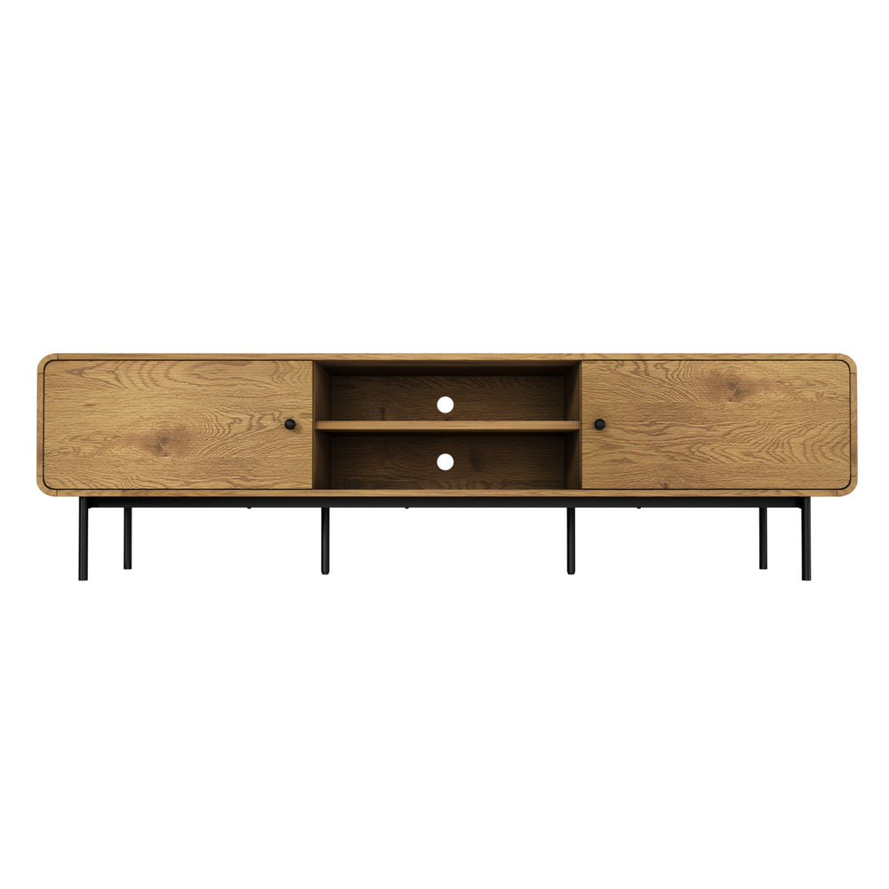 Amolfo Linear 180cm Woodgrain TV Unit | Two Door Modern Retro Look Entertainment Unit