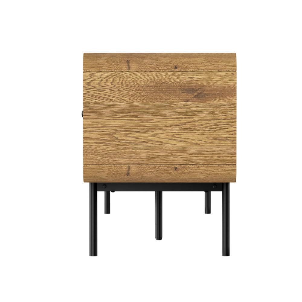 Amolfo Linear 180cm Woodgrain TV Unit | Two Door Modern Retro Look Entertainment Unit