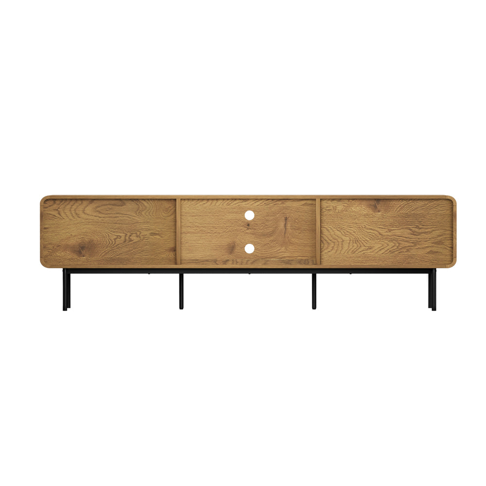 Amolfo Linear 180cm Woodgrain TV Unit | Two Door Modern Retro Look Entertainment Unit