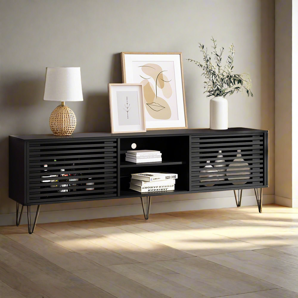 Polizano 180cm Wooden TV Cabinet Entertainment Unit | Modern TV Unit with Storage