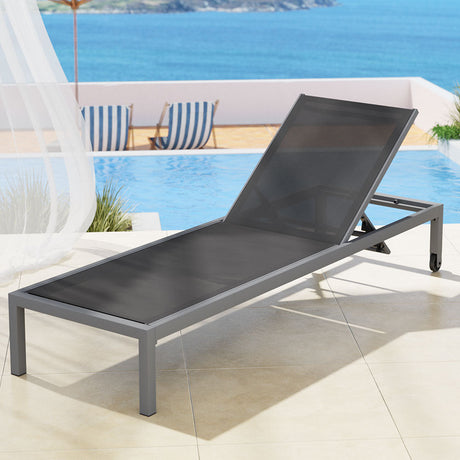 Santorini Adjustable Aluminium Sun Lounge | 5 Position Outdoor Pool Lounger Day Bed With Moveable Wheels