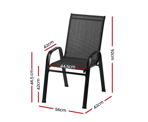 Mikanos Modern Outdoor Stackable Chairs | Two or Four Steel and Mesh Patio Chairs