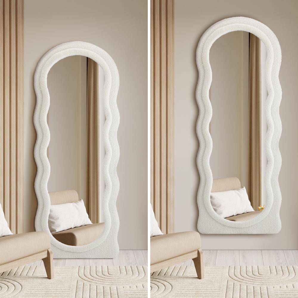 Piazzi Boucle XL Floor or Free Standing Designer Mirror | Abstract 166 x 60cm Feature Décor Mirror