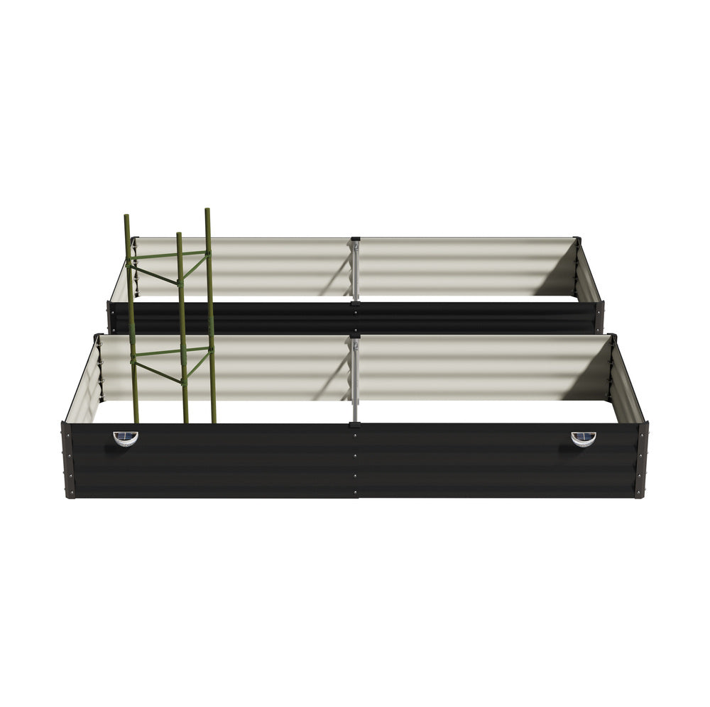 Greenio Premium Raised Garden Bed with Plant Stand | LED Lights Galvanised Steel Planter Garden Bed