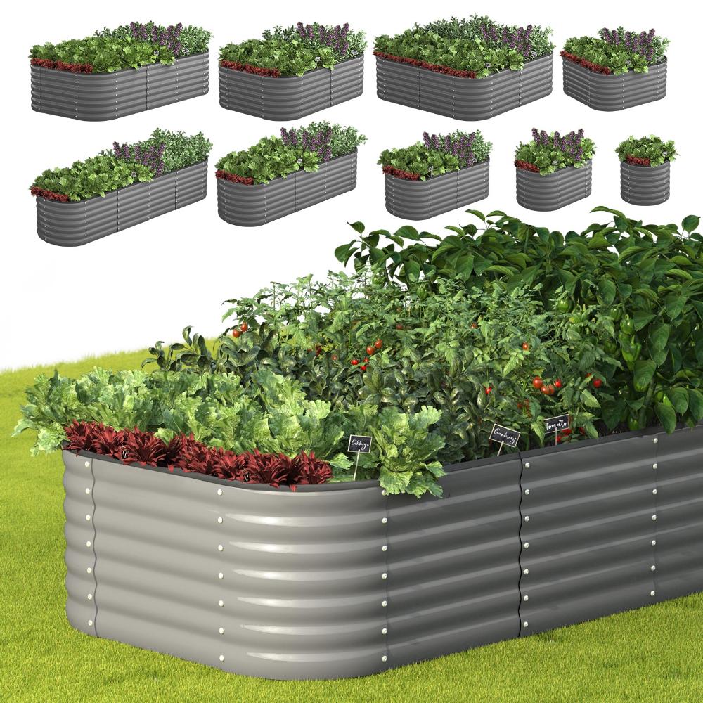 Premium 9-IN-1 Raised Garden Bed Modular Kit | 9 Sized Galvanised Steel Planter Garden Beds