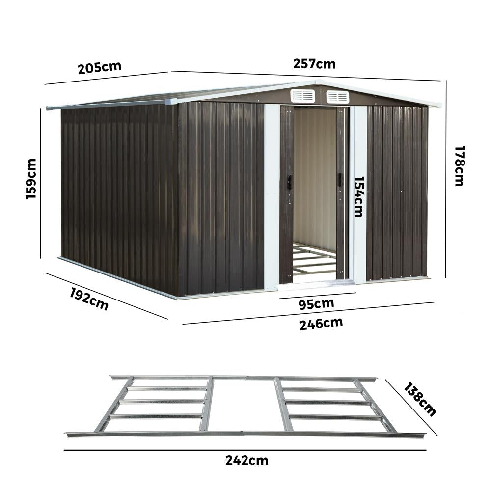 Forte Premium Outdoor Metal Garden Shed with Air Vents | High Quality Storage Garden Shed