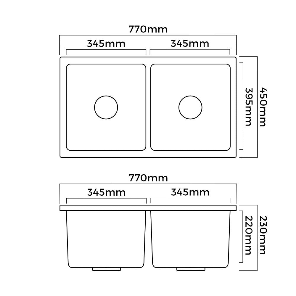 Super High Quality Granite Stone Composite Kitchen Sink in Black or White | Kitchen Laundry Granite Sinks