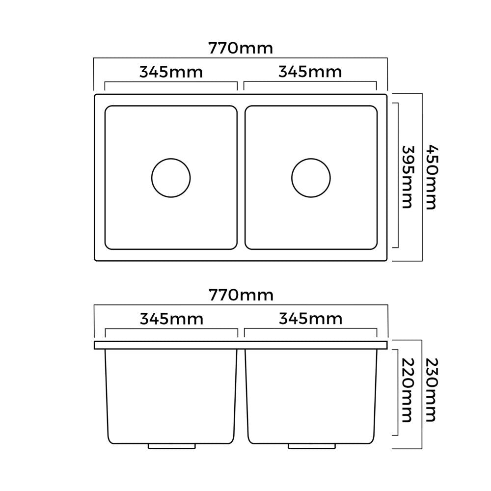 Super High Quality Granite Stone Composite Kitchen Sink in Black or White | Kitchen Laundry Granite Sinks