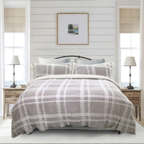 Ramesses 2 in 1 Teddy Fleece Sherpa Blanket Quilt Cover Set | Plush Warm Fleece Comforter Reversible Set