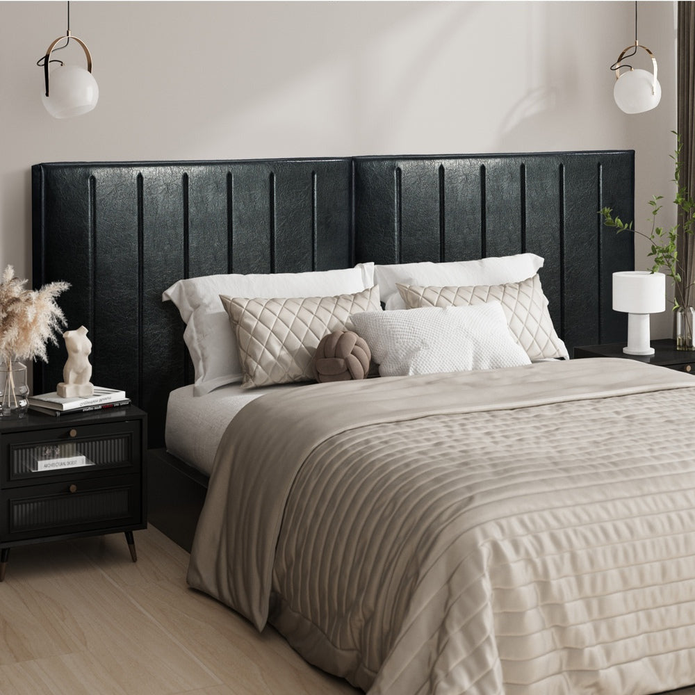 Amalfi Nero Black PU Leather Headboard | Luxury Elegant Bed Head Multi Size Bed Fit