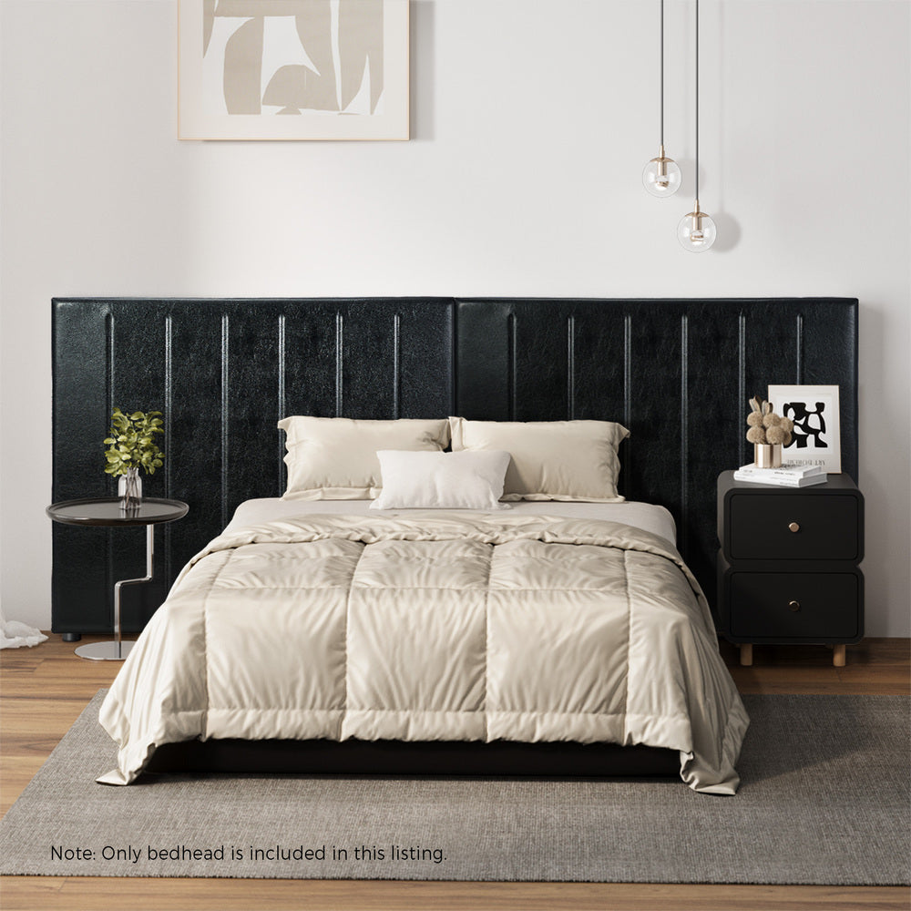 Amalfi Nero Black PU Leather Headboard | Luxury Elegant Bed Head Multi Size Bed Fit