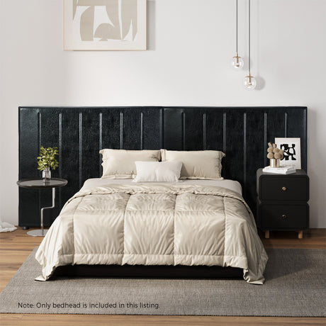 Amalfi Nero Black PU Leather Headboard | Luxury Elegant Bed Head Multi Size Bed Fit