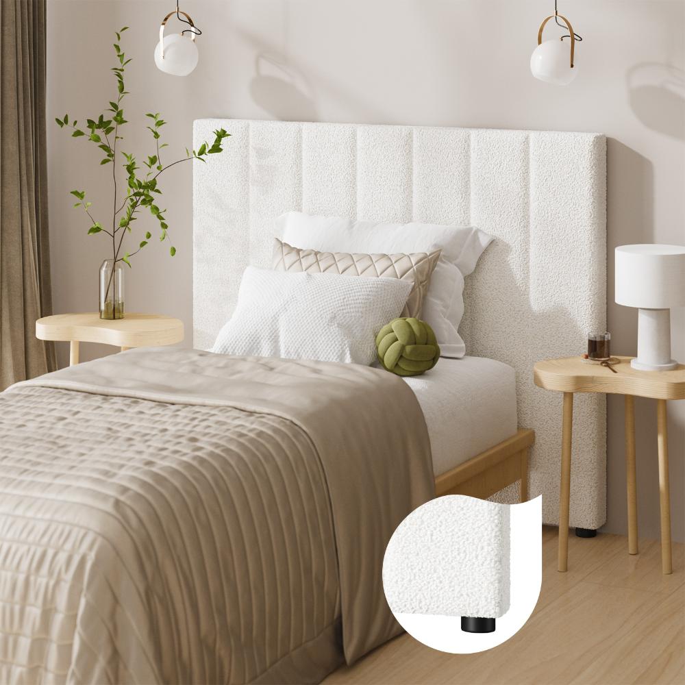 Teddy Milo Boucle Premium Headboard | Soft Touch Snow White Luxury Elegant Bed Head