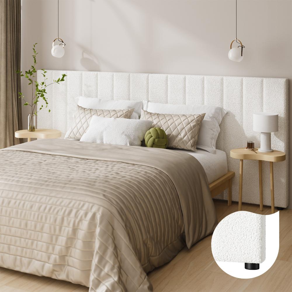 Teddy Milo Boucle Premium Headboard | Soft Touch Snow White Luxury Elegant Bed Head