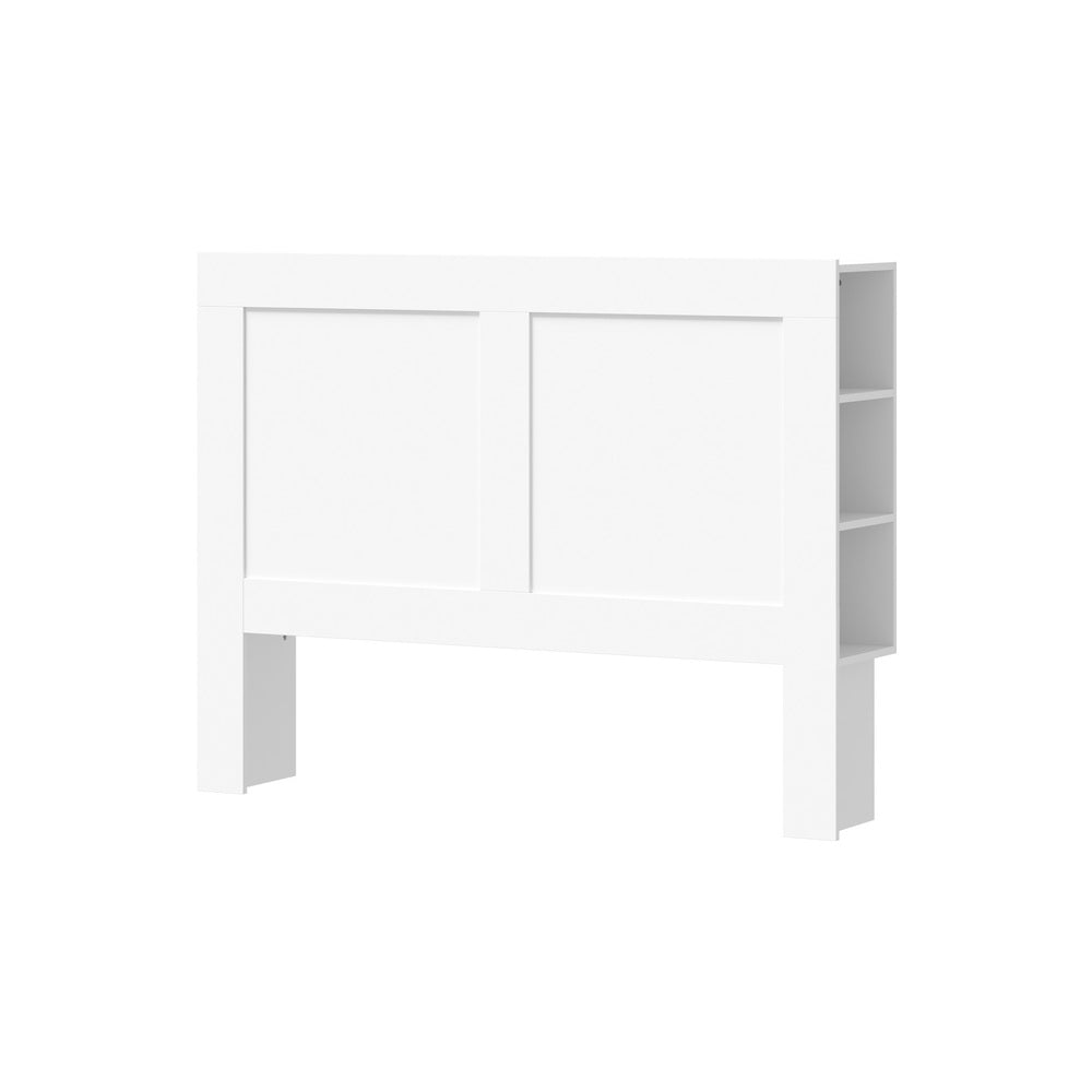 Amari Blacno Wooden Multi Storage Bed Head | White Modern Storage Shelves Feature Headboard