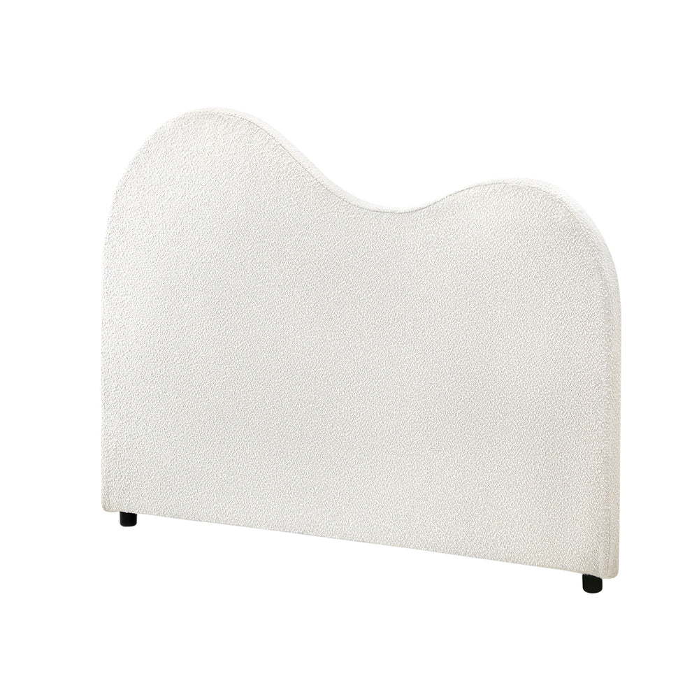 Teddy Plush Heart Boucle Fabric White Headboard | Cloud Shape Cushioned Upholstered Boucle Bed Head