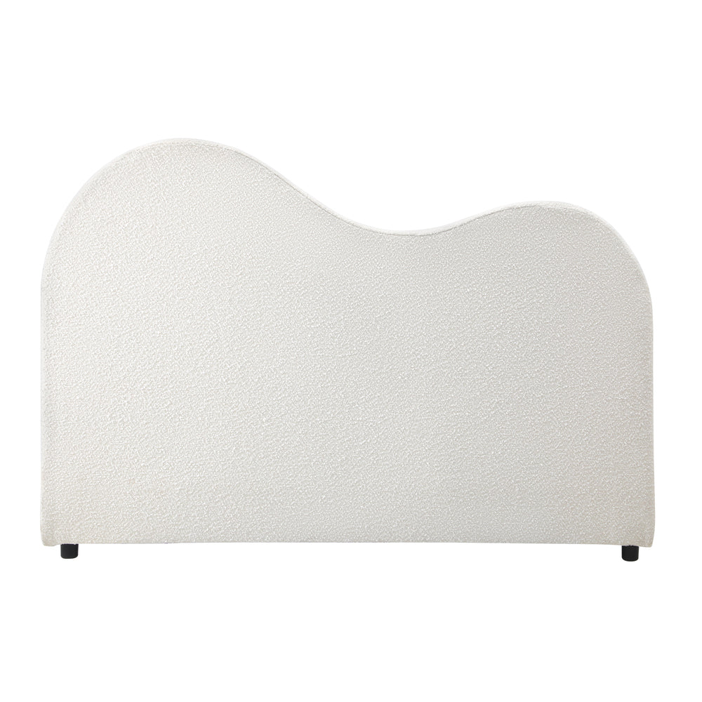 Teddy Plush Heart Boucle Fabric White Headboard | Cloud Shape Cushioned Upholstered Boucle Bed Head