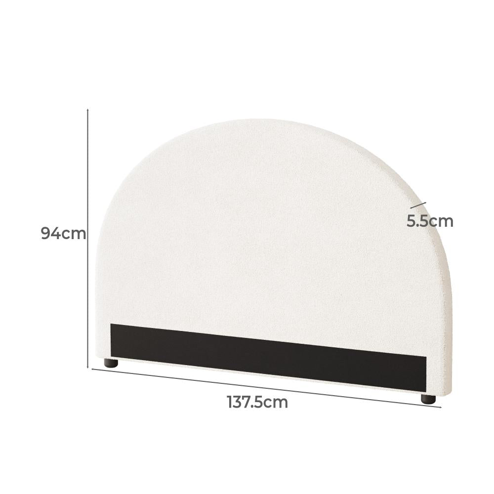 Teddy Soft Boucle Fabric Round Headboard | Cushioned White Upholstered Boucle Bed Head