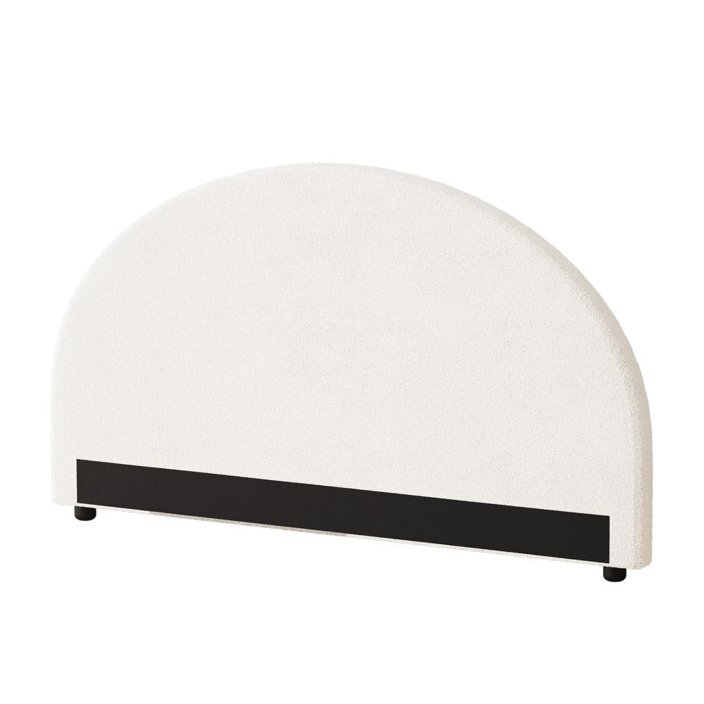 Teddy Soft Boucle Fabric Round Headboard | Cushioned White Upholstered Boucle Bed Head