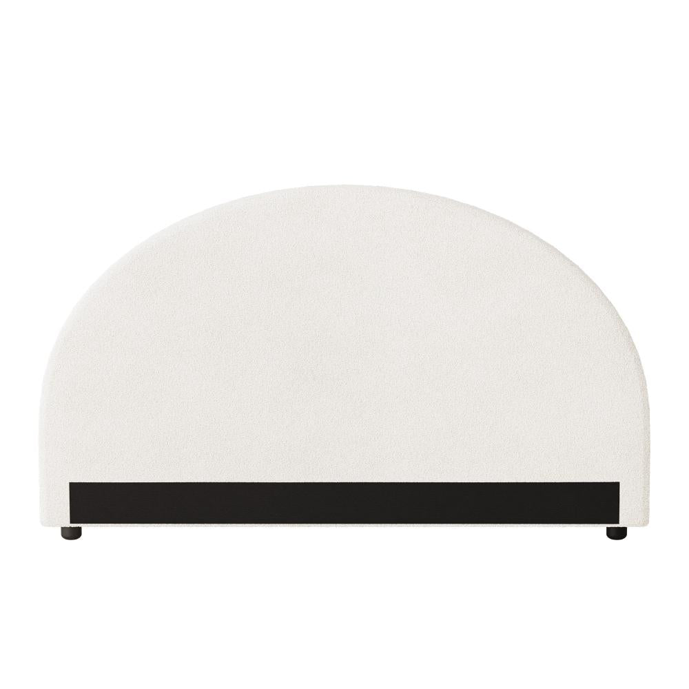Teddy Soft Boucle Fabric Round Headboard | Cushioned White Upholstered Boucle Bed Head