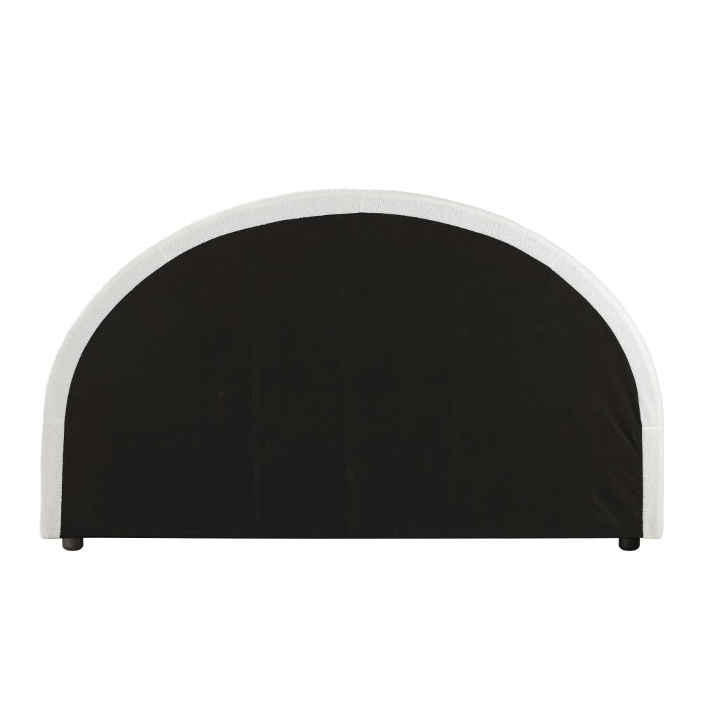 Teddy Soft Boucle Fabric Round Headboard | Cushioned White Upholstered Boucle Bed Head