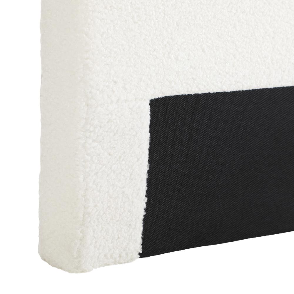 Teddy Soft Boucle Fabric Round Headboard | Cushioned White Upholstered Boucle Bed Head