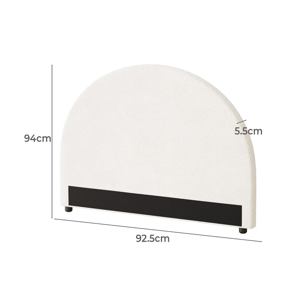 Teddy Soft Boucle Fabric Round Headboard | Cushioned White Upholstered Boucle Bed Head