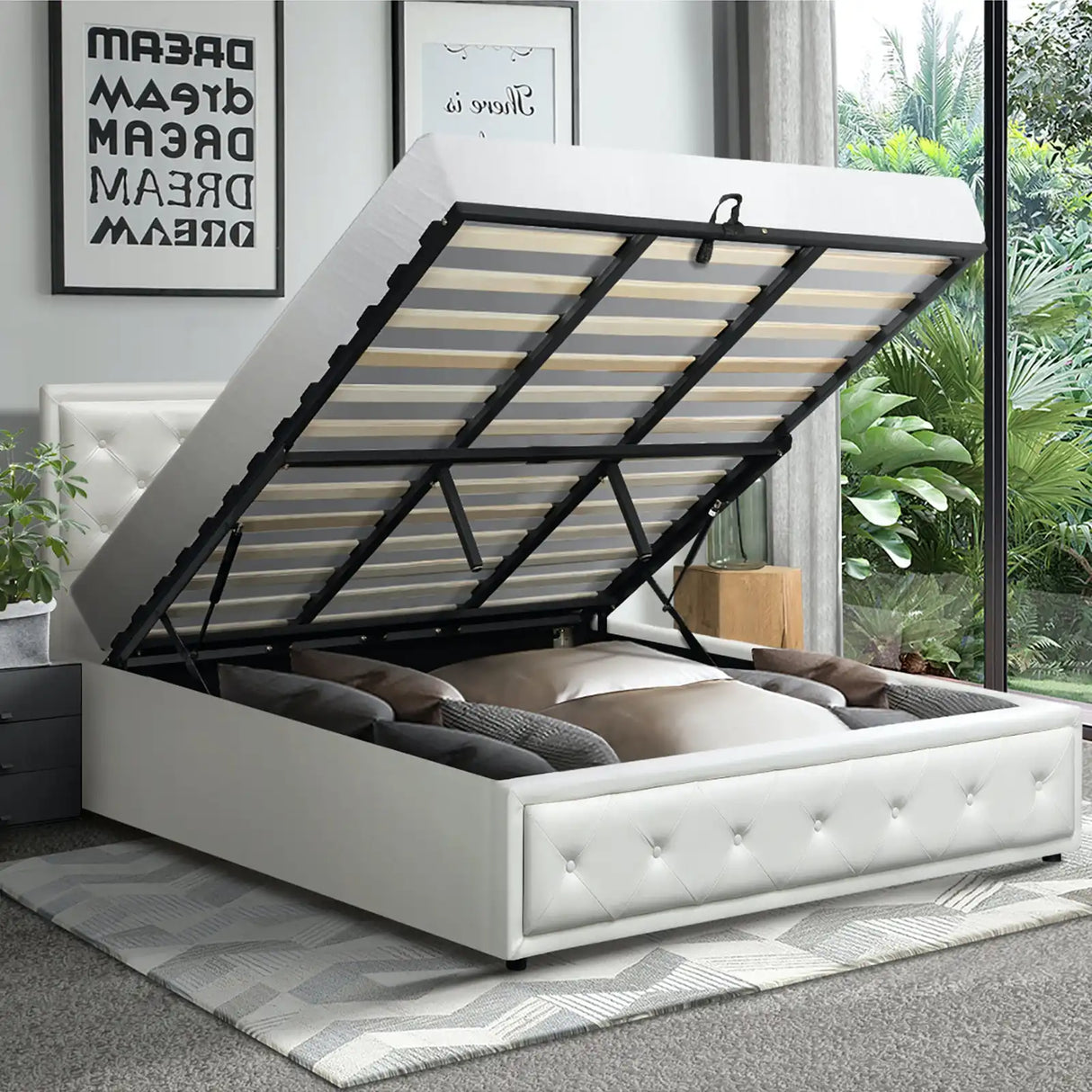 Fiori Luxury Gas Lift Storage Bed | Two In One Premium Modern Storage Bed Combo