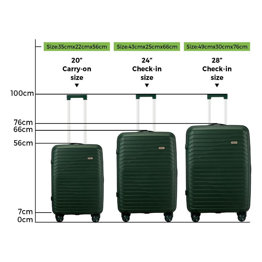 Gulieta Durabale 3pc Hardcase Luggage Set | Premium Lightweight 360 Spinner Wheels Suitcase Travel