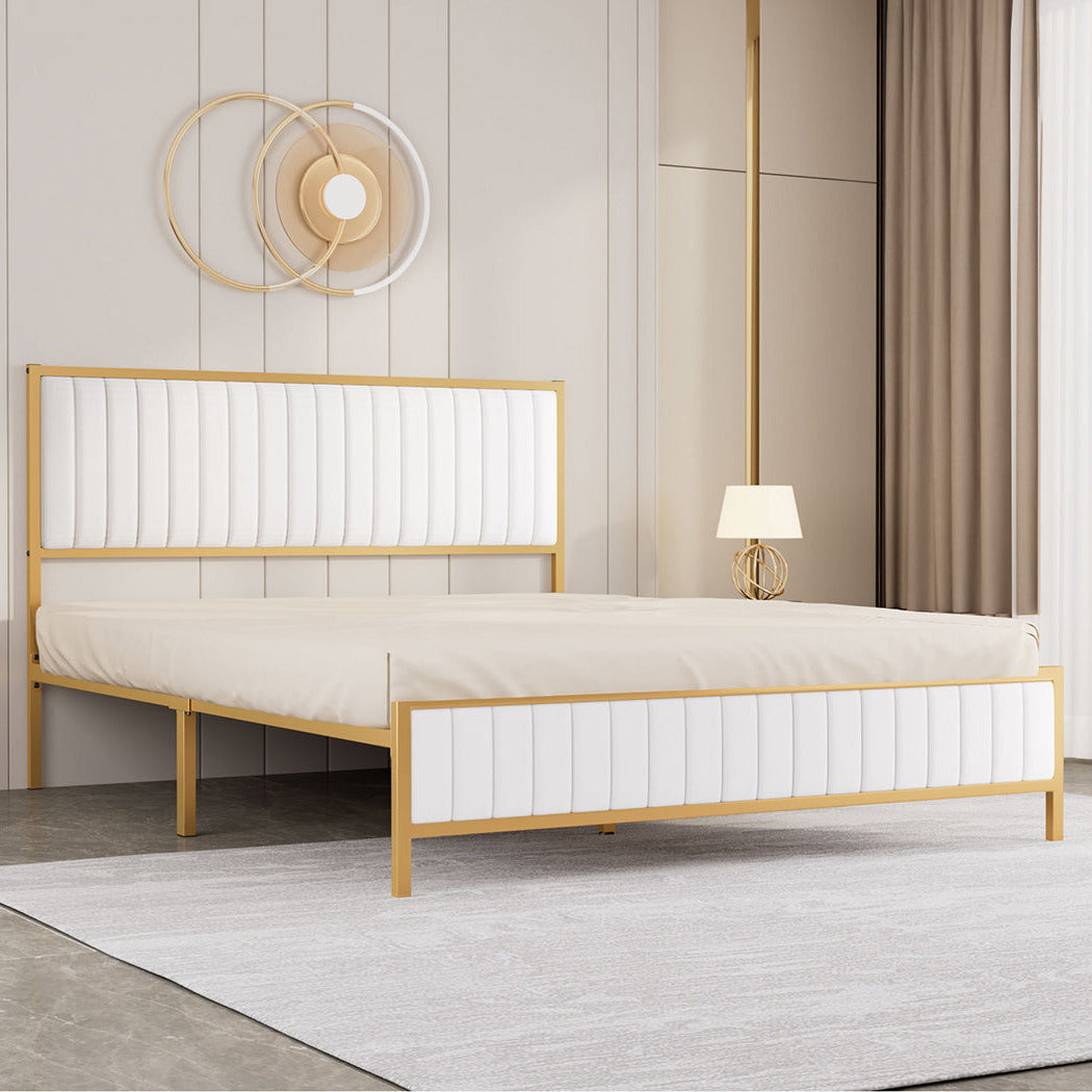 Royale Iris Metal Padded Modern Bed | High Quality Modern Slimline Bed Frame