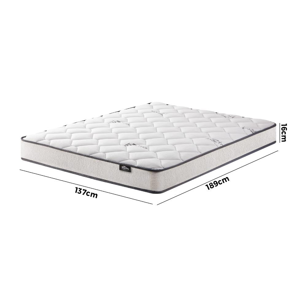 Teddy Boucle 6 Turn Coil Spring Medium Firm 16cm Mattress | Full Body Support Ventialted  Hypo Allergenic Mattress
